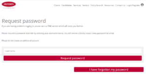 Request password section of the Unitemps website 1