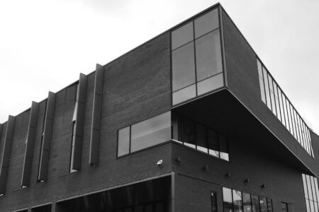 black and white picture of university building